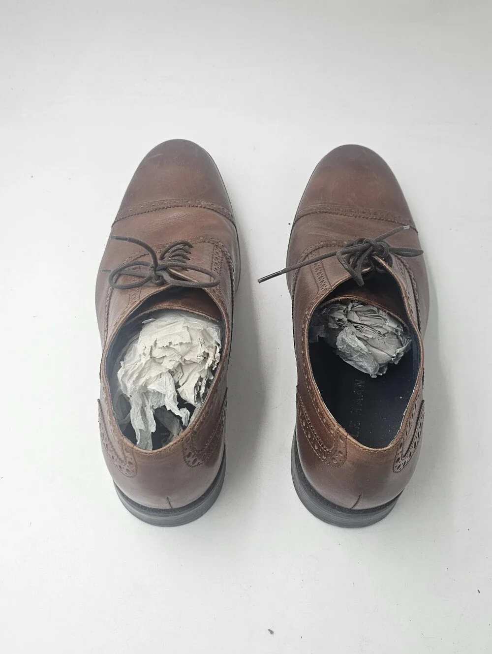 Cole Haan Wayne Cap Toe Oxford Brogue Leather British Tan Mens 12 Shoes• Cole